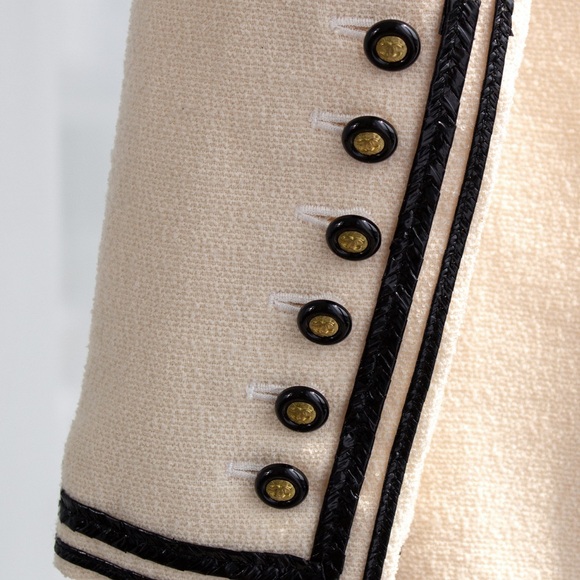 Chanel Vintage S/S 1995 Ivory Ecru Black Gold Zip Tweed 95P Jacket - Picture 8 of 15